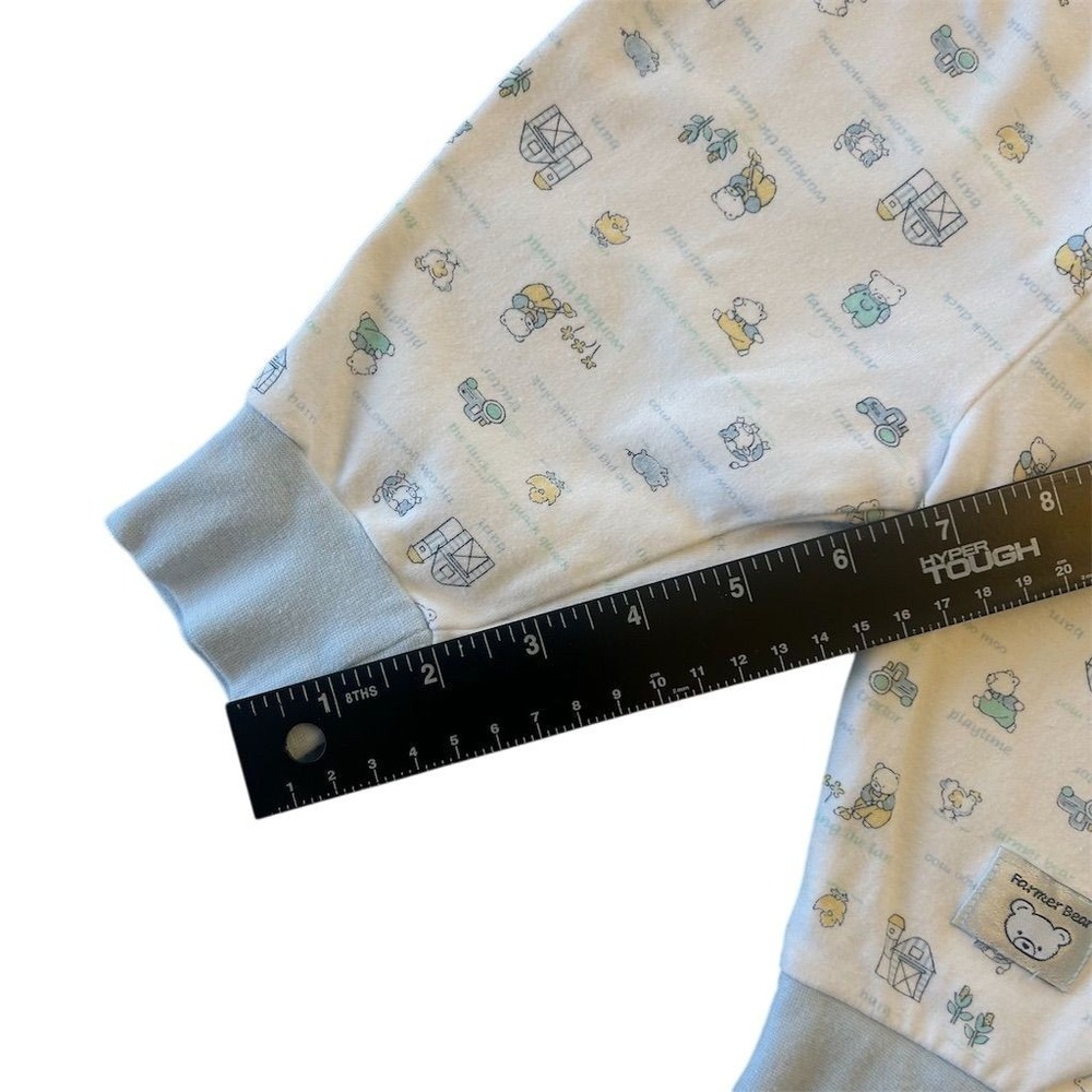 VTG Y2K McBaby Infant Pants 0-3 Months Noah's Ark Farm Bear Pattern Blue - Picture 5 of 8